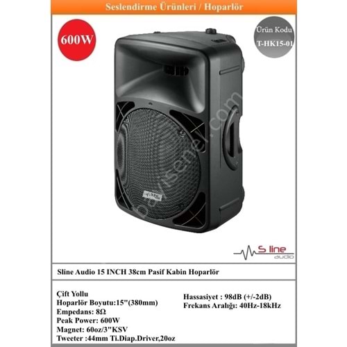 (T-HK15/01) Sline Audio 15 INCH 38cm Pasif Kabin Hoparlör