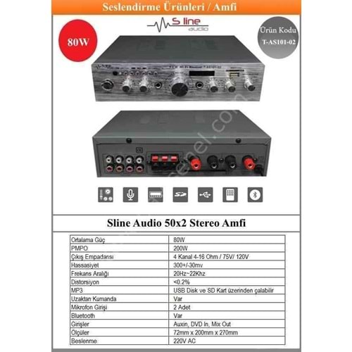 (T-AS101-02) Sline Audio 50x2 Stereo Amfi