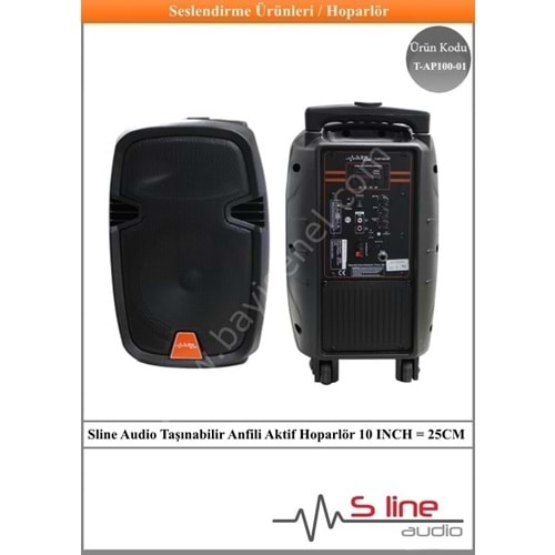 (T-AP100-01) Sline Audio Taşınabilir Anfili Aktif Hoparlör 10 INCH = 25CM