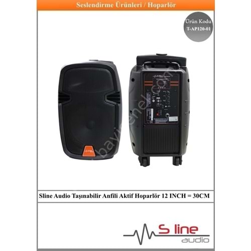 (T-AP120-01) Sline Audio Taşınabilir Anfili Aktif Hoparlör 12 INCH = 30CM