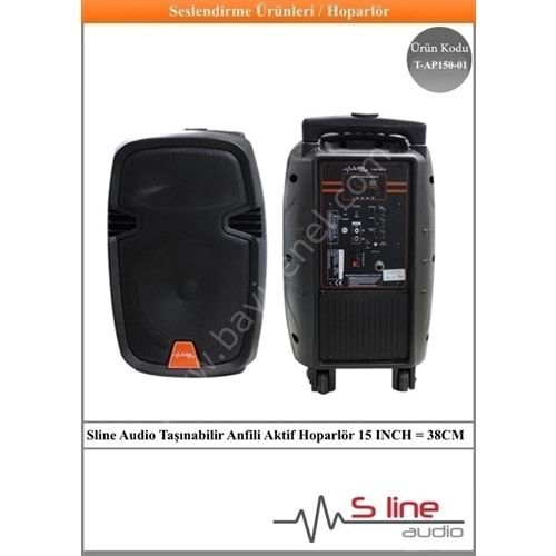 (T-AP150-01) Sline Audio Taşınabilir Anfili Aktif Hoparlör 15 INCH = 38CM